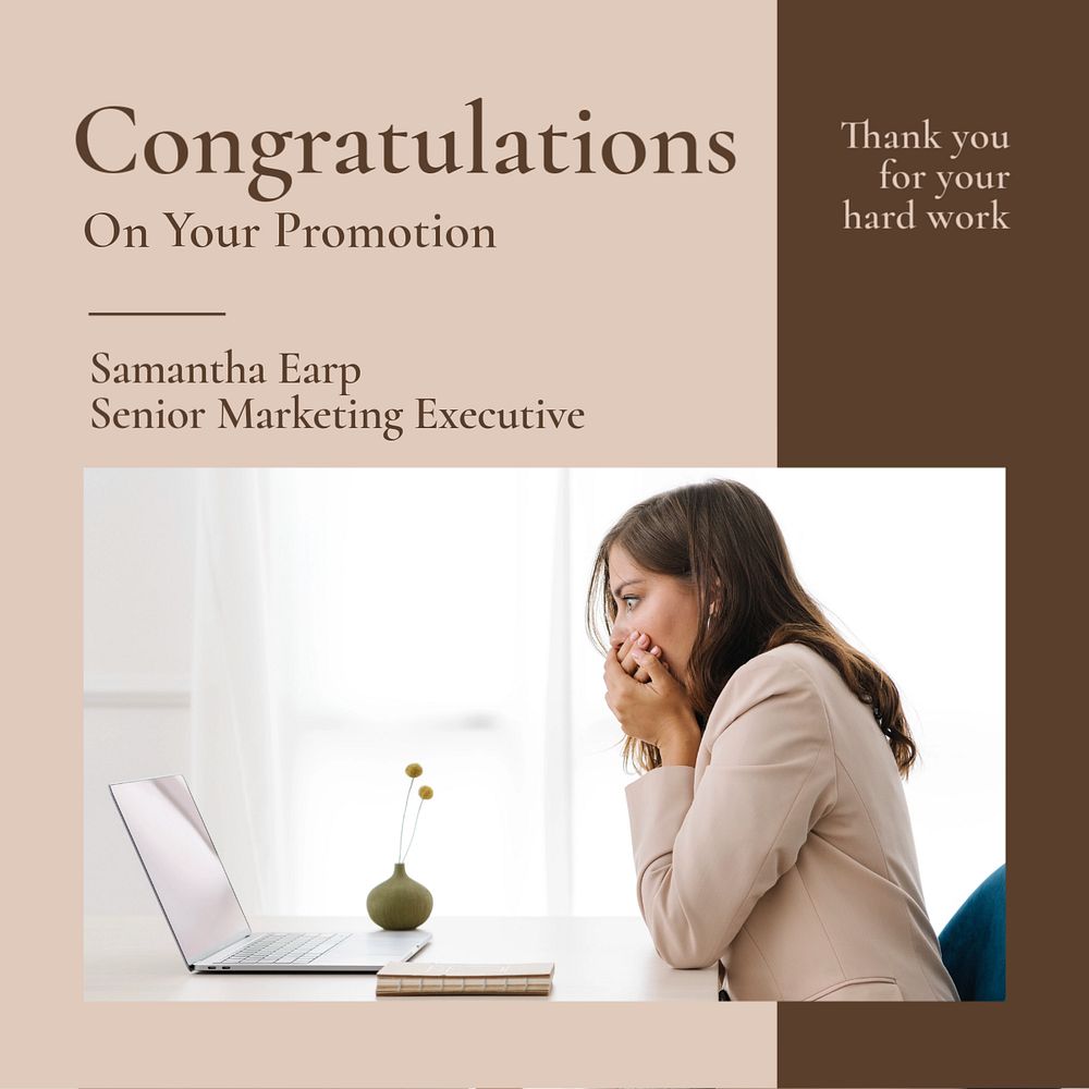 Congratulations on promotion Instagram post template, editable text