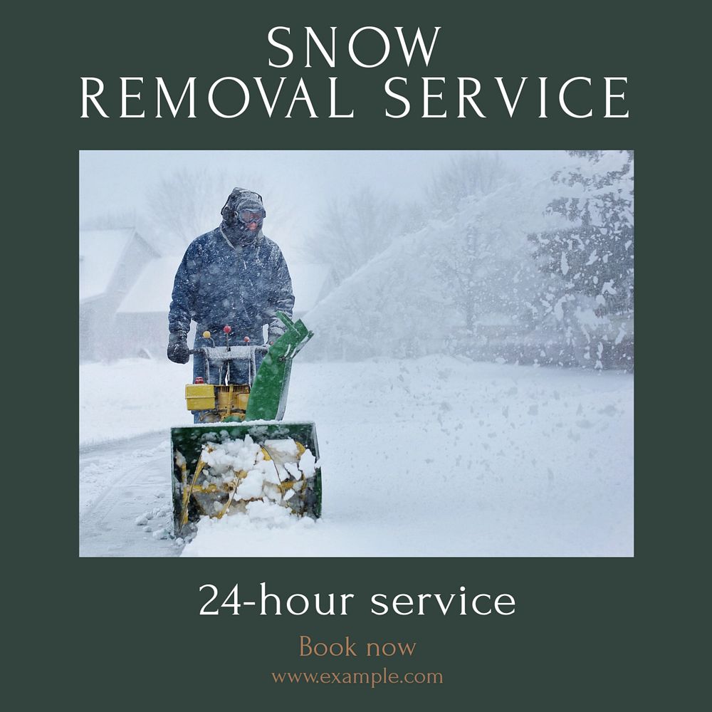 Snow removal service Instagram post template, editable text