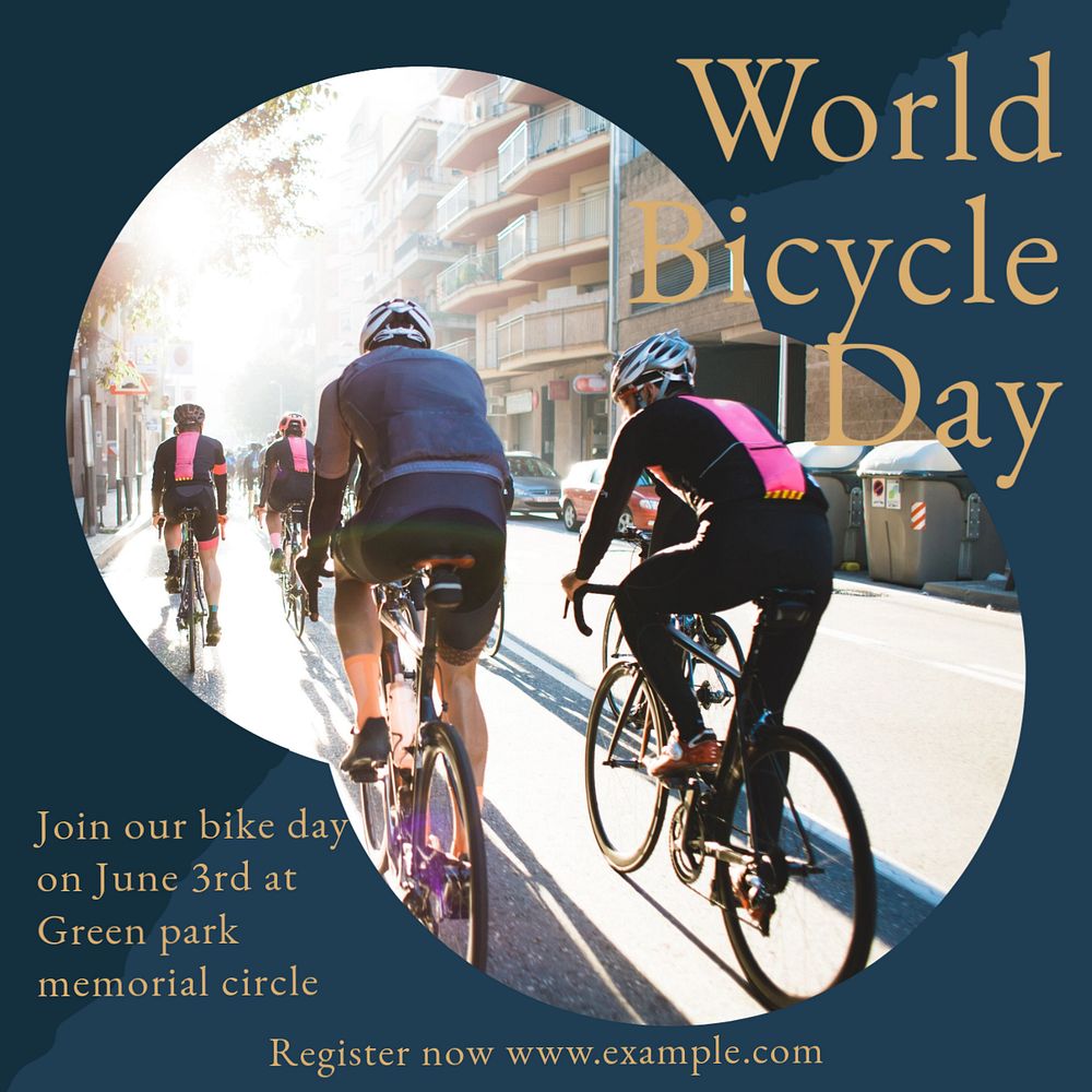 world bicycle day Instagram post template, editable text