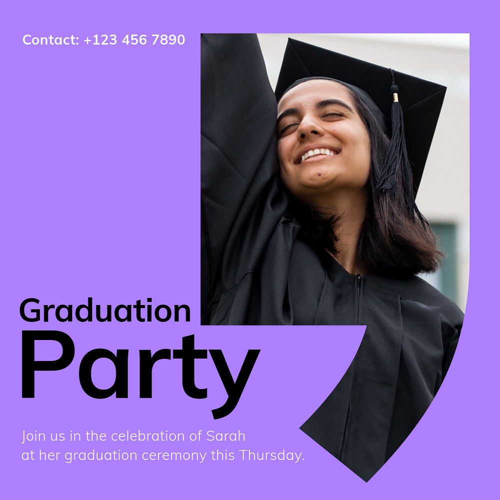 Graduation Instagram post template, editable text