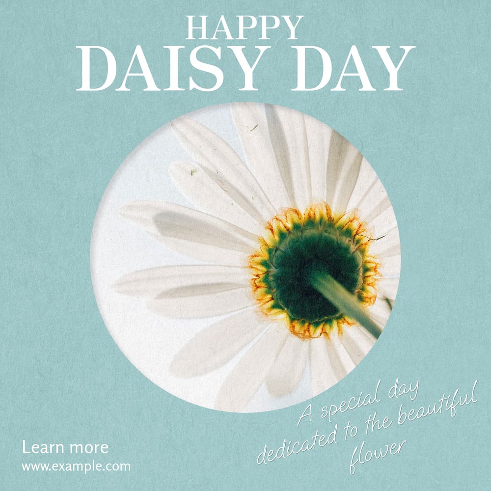 Happy daisy day Instagram post template, editable text