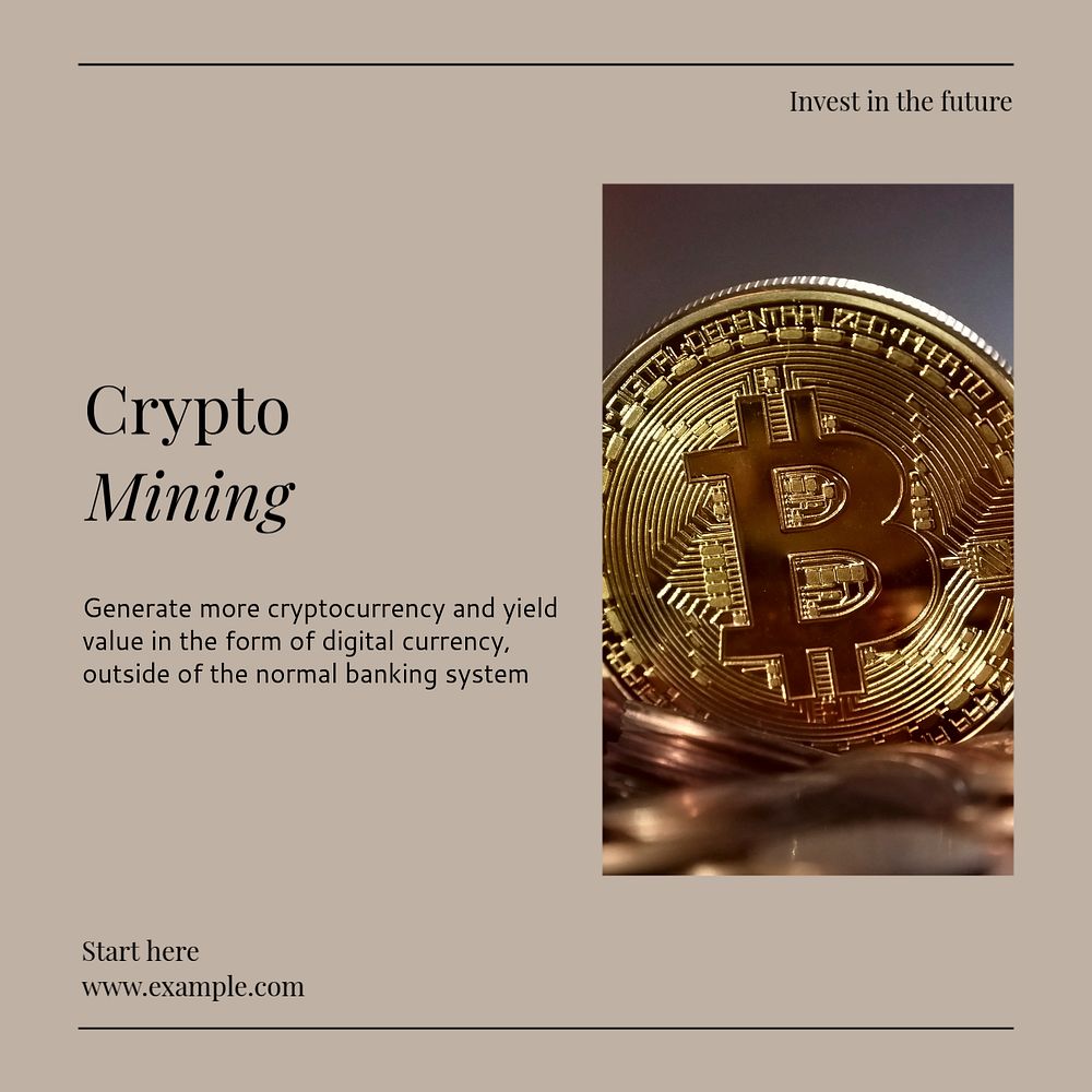 Crypto mining Instagram post template, editable text