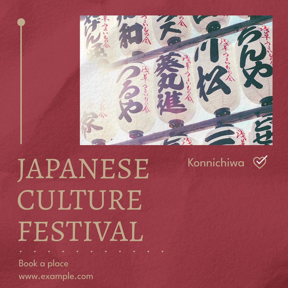 Japanese culture festival Instagram post template, editable text