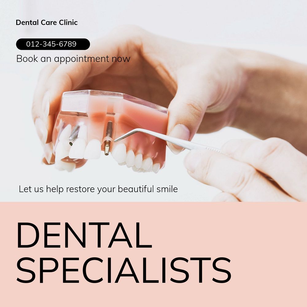 Dental specialists Instagram post template, editable text