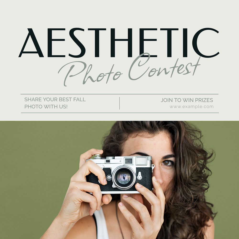 Aesthetic photo contest Instagram post template, editable text