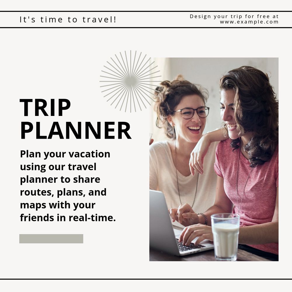 Trip planner Instagram post template, editable text