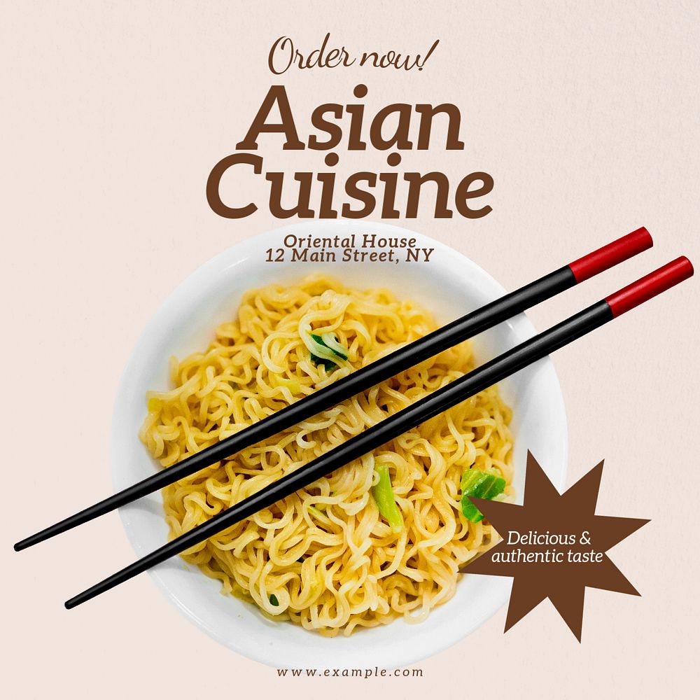 Asian cuisine Instagram post template, editable text