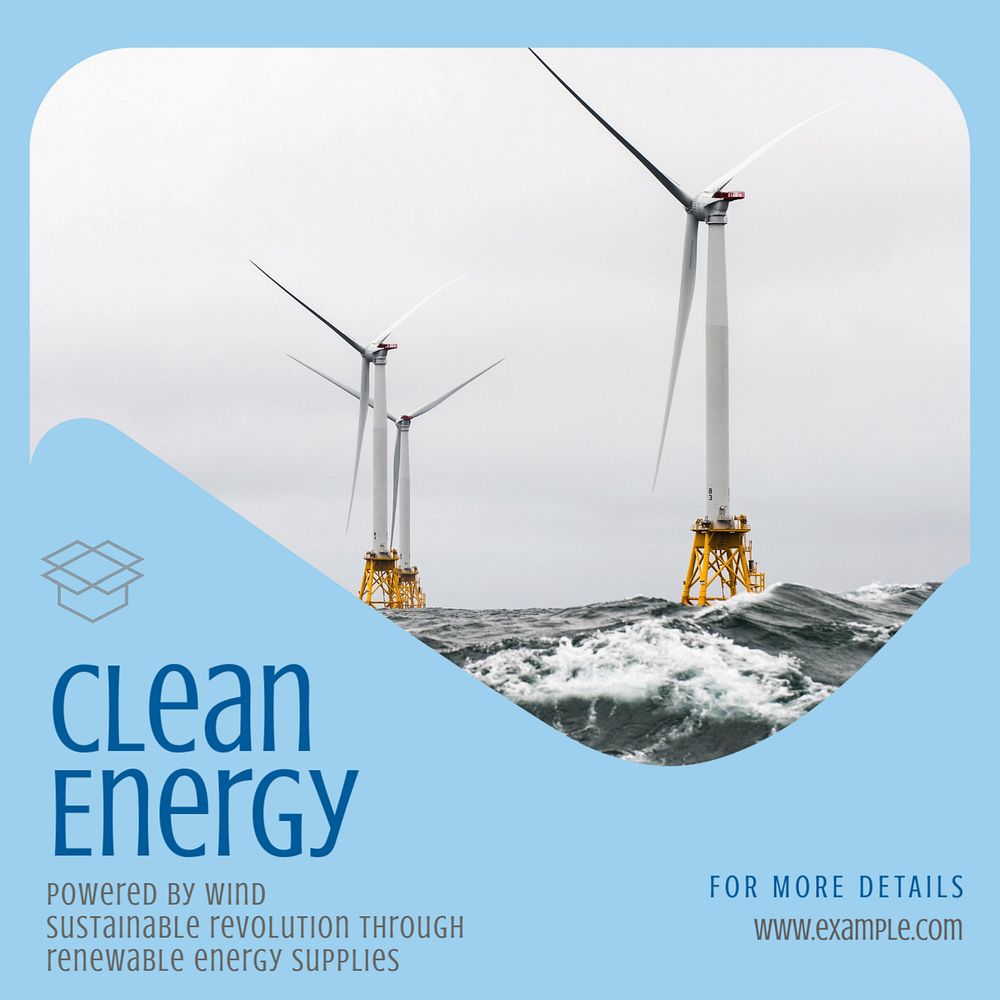 Wind power Instagram post template, editable text