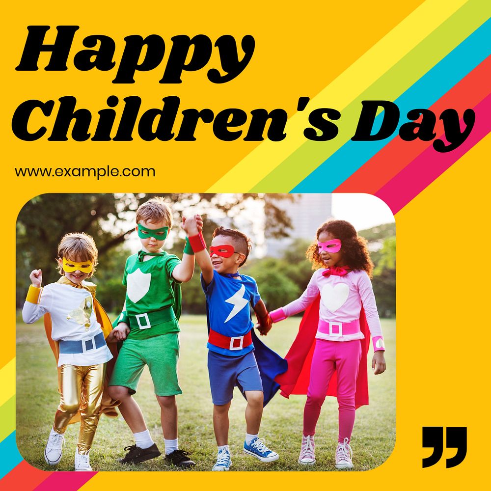 Children's day Instagram post template, editable text