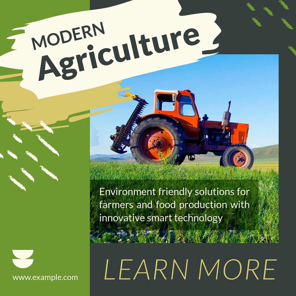 Modern agriculture Instagram post template, editable text