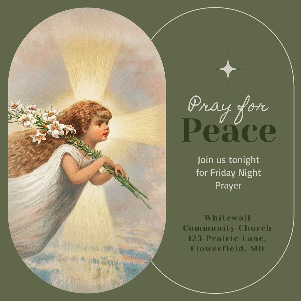 Pray for peace Instagram post template, editable text