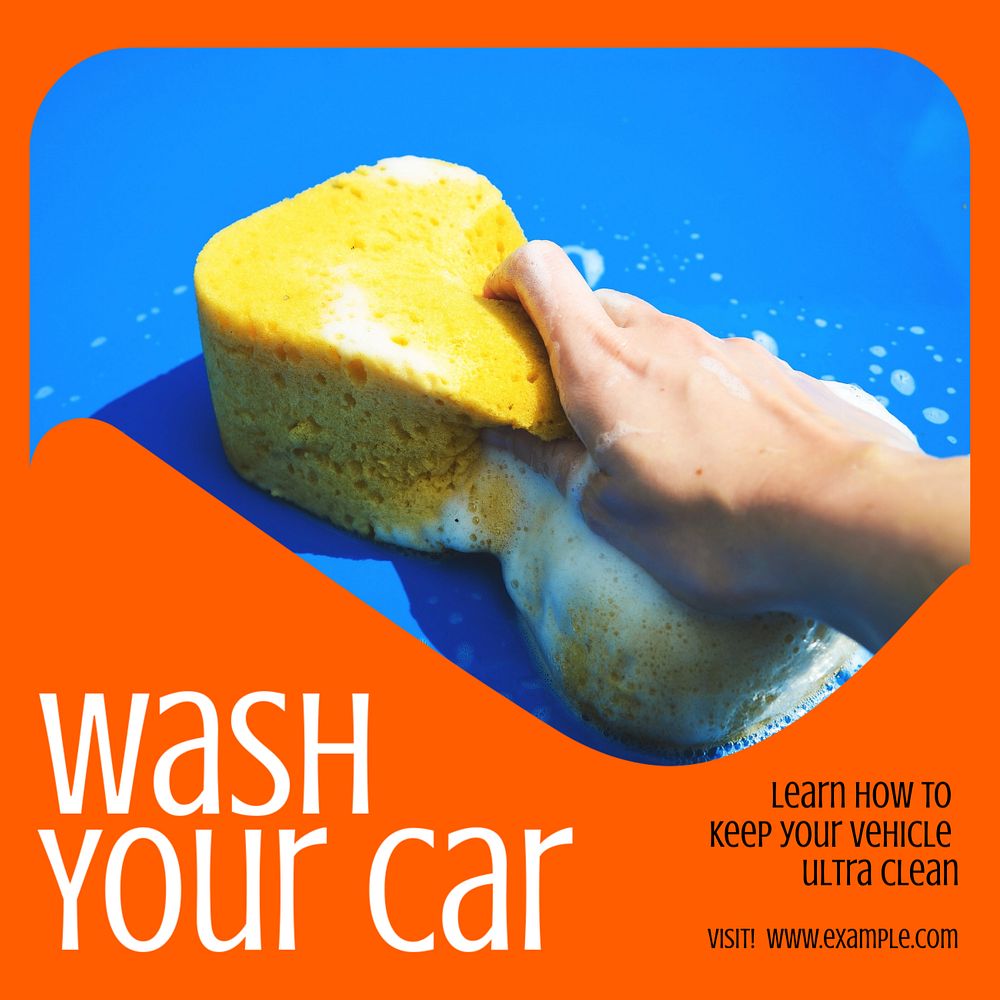 Wash your car Instagram post template, editable text