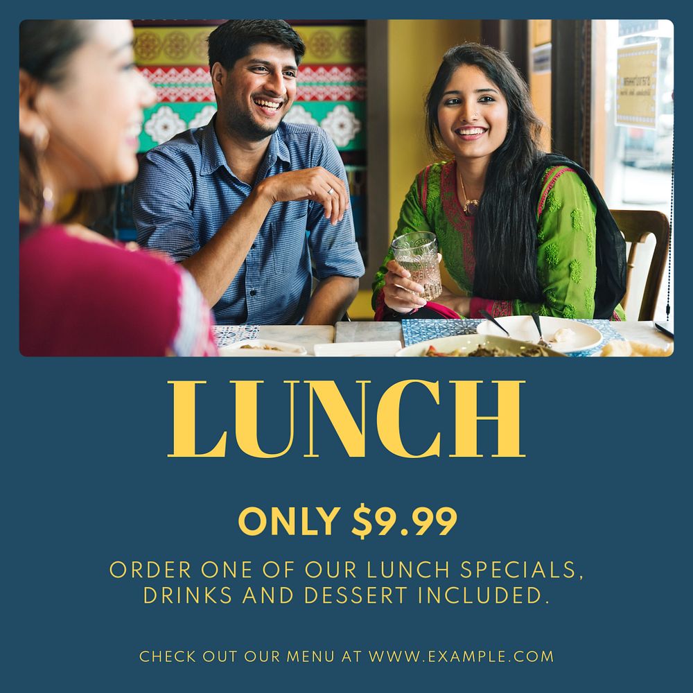 Lunch Instagram post template, editable text