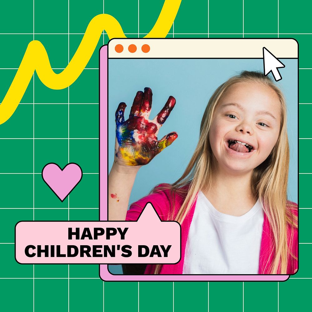 Children's day Instagram post template, editable text