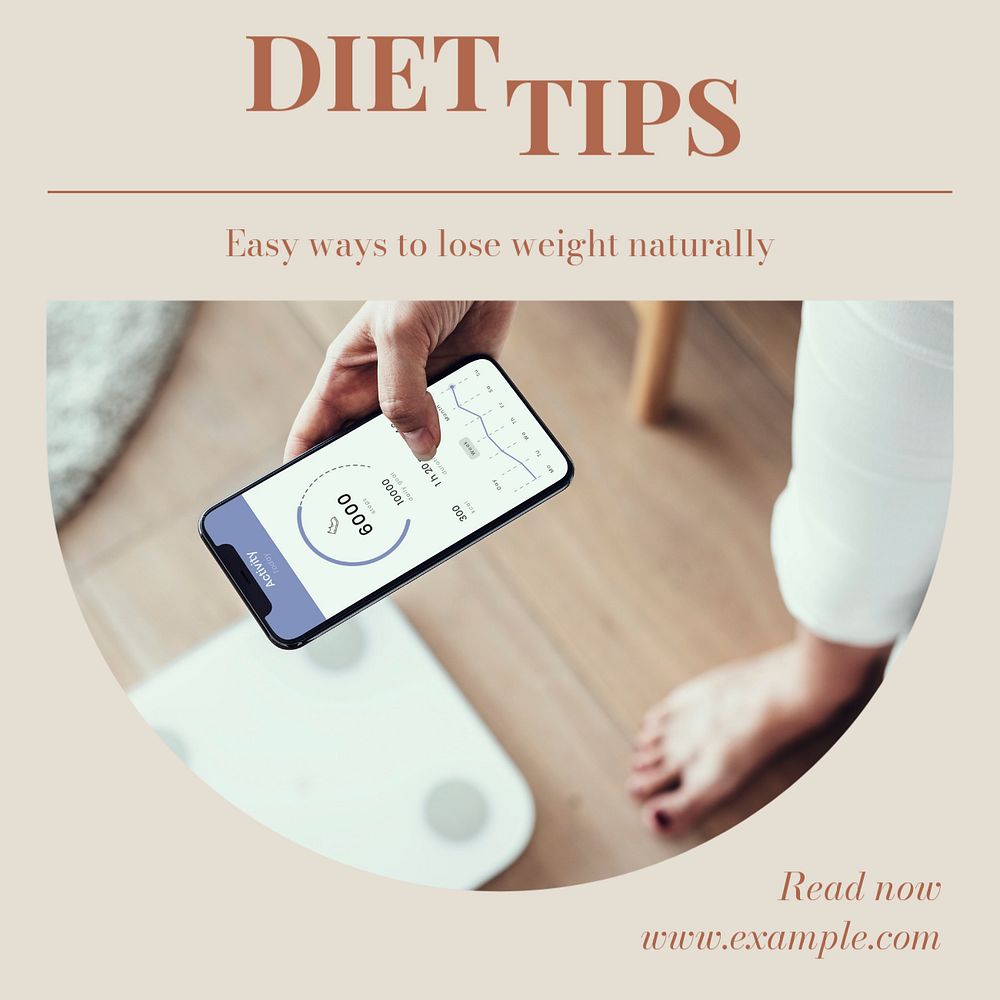 Diet tips Instagram post template, editable text