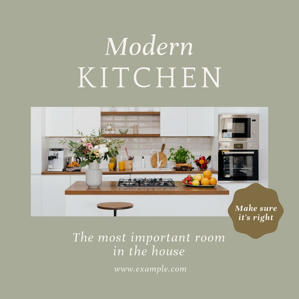 Kitchen design Instagram post template, editable text