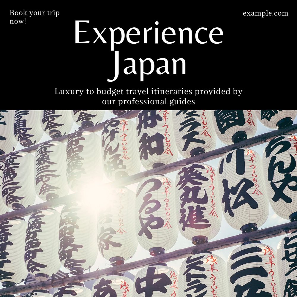 Japan travel ad Instagram post template, editable text