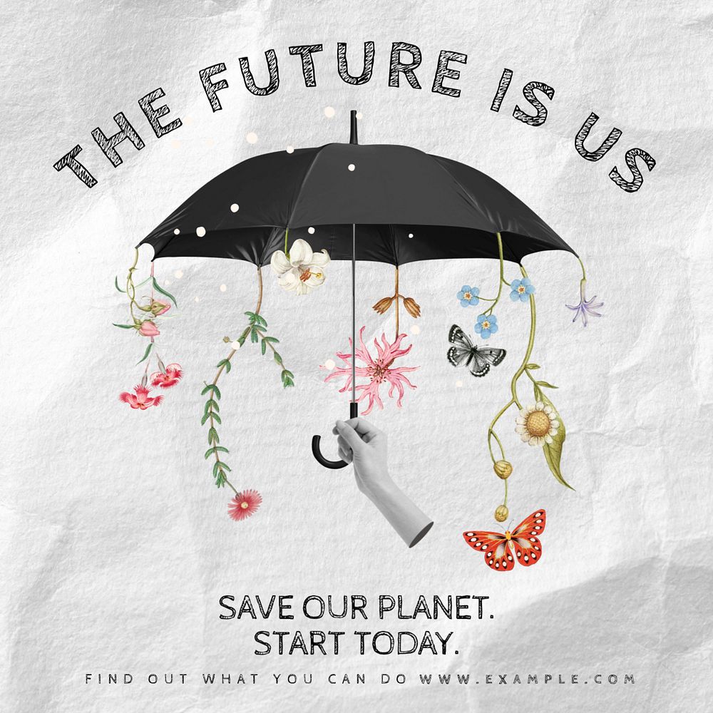 Save earth Instagram post template, editable text