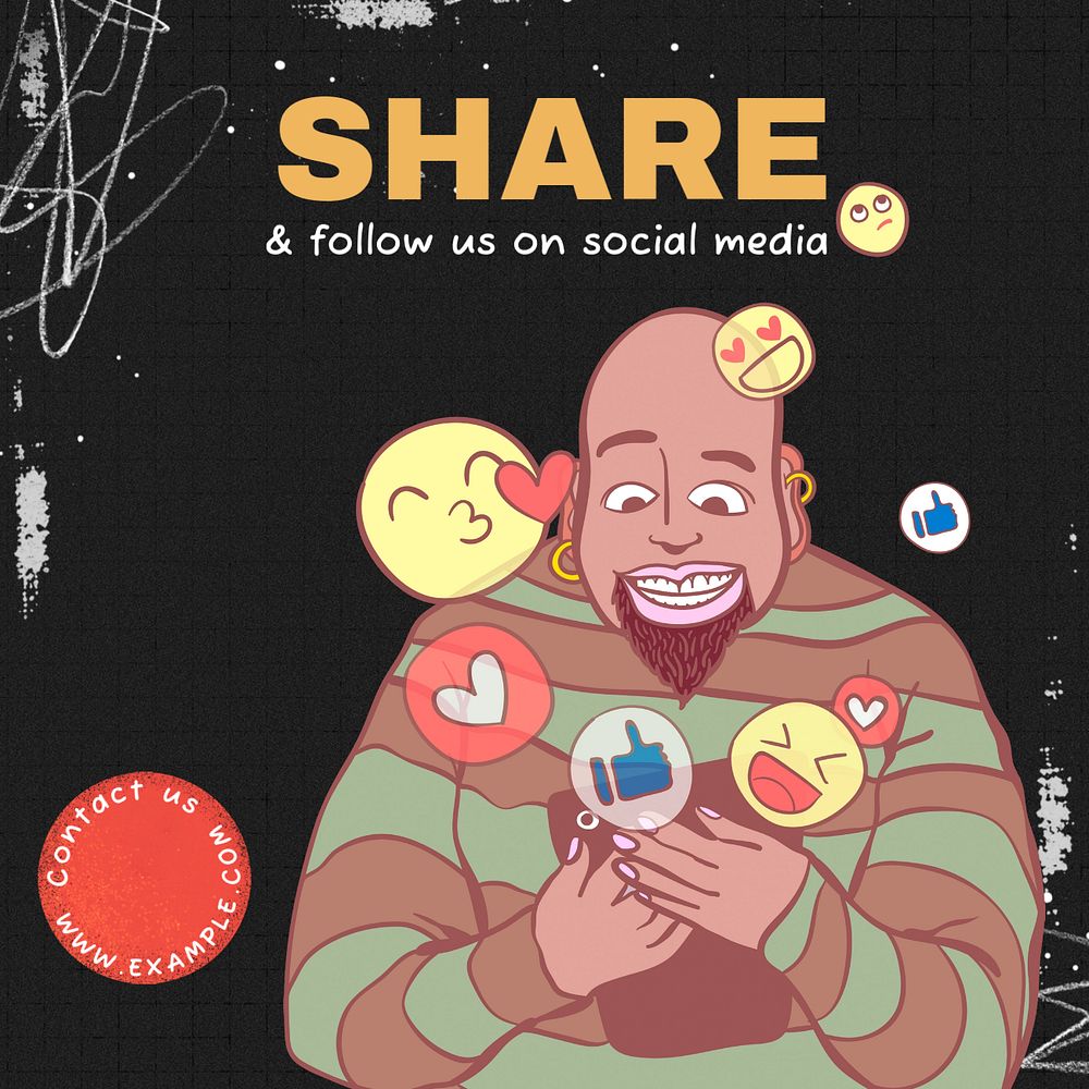 Social share Instagram post template, editable text