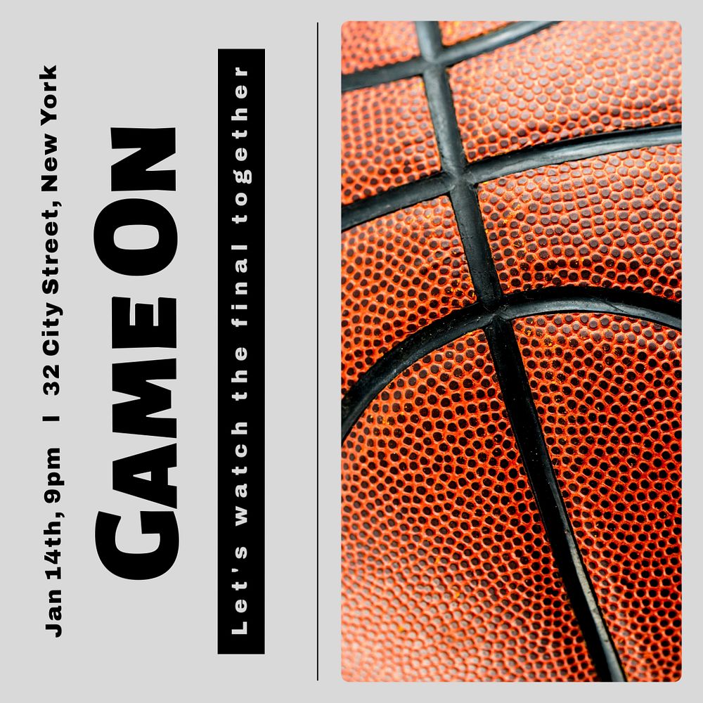 Basketball match Instagram post template, editable text