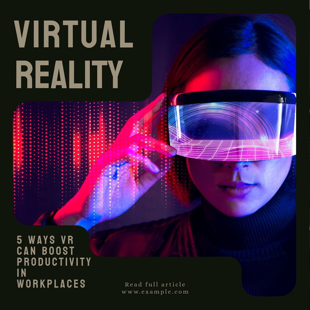 Virtual reality Instagram post template, editable design