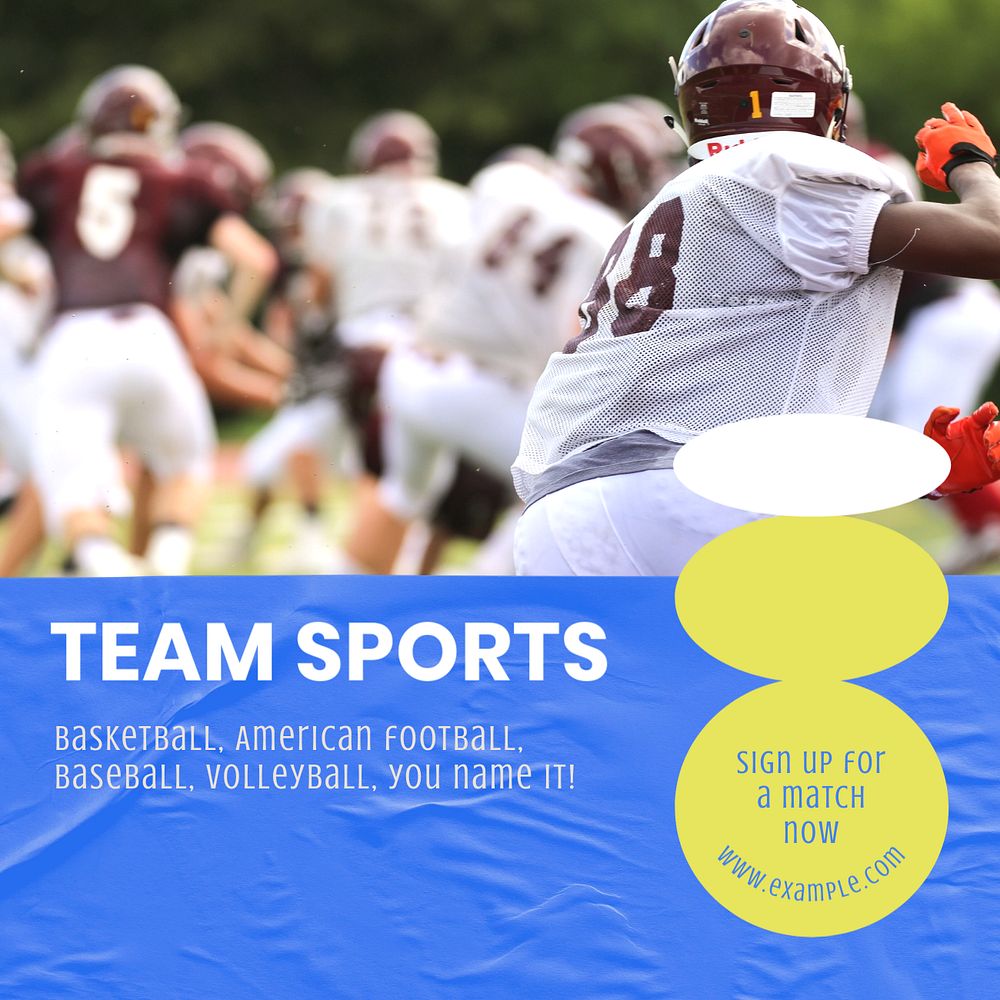 Team sports competition Instagram post template, editable text