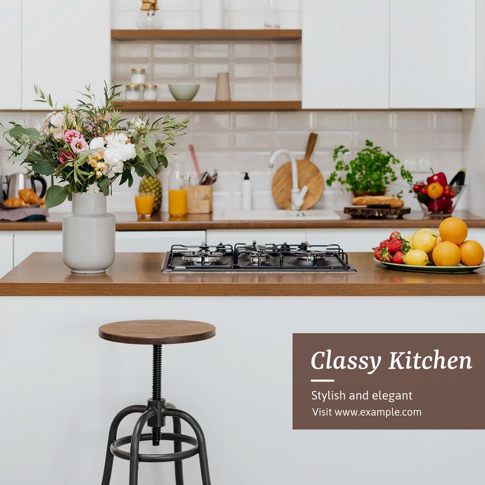 Classy kitchen Instagram post template, editable text