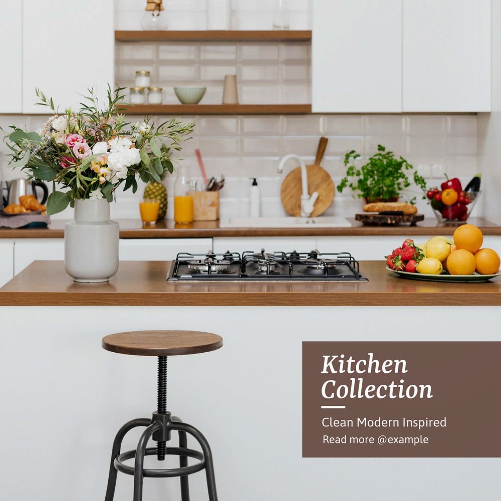 Kitchen Instagram post template, editable text