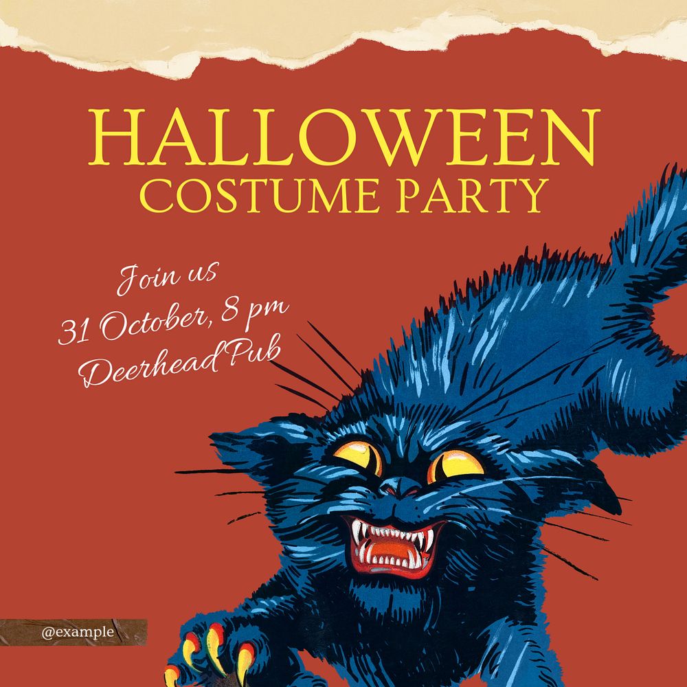 Halloween party Instagram post template, editable text