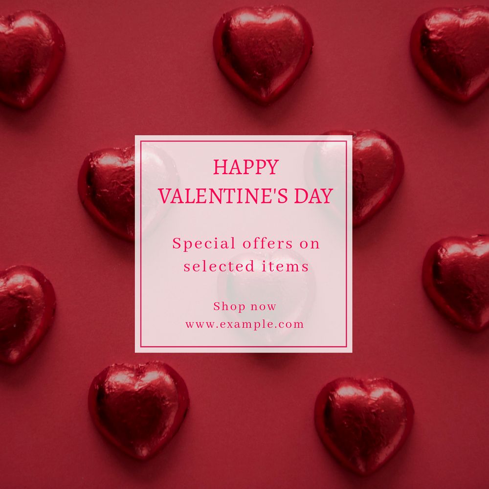 Valentine's day sale Instagram post template, editable text