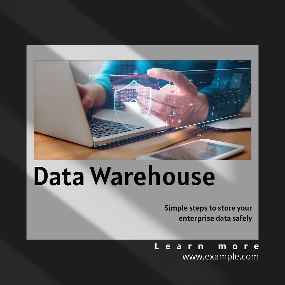 Data warehouse Instagram post template, editable text