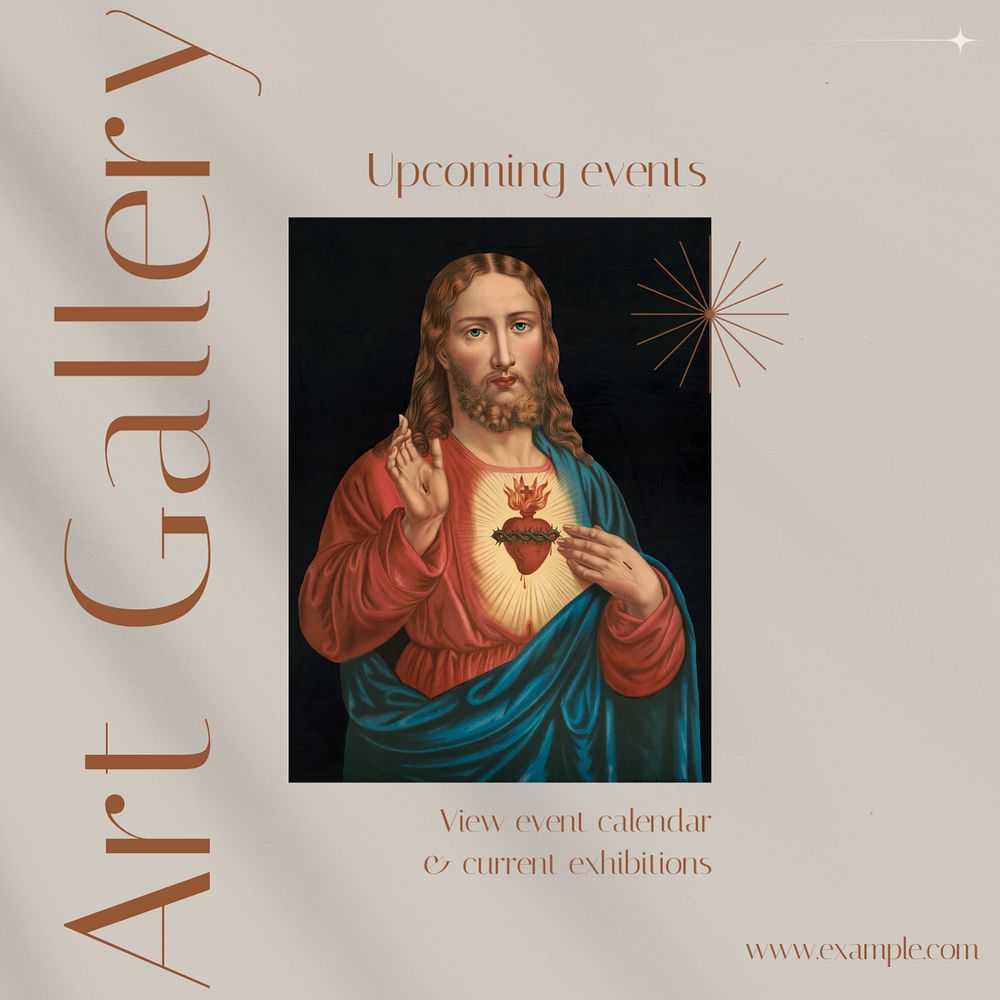 Art gallery events Instagram post template, editable text