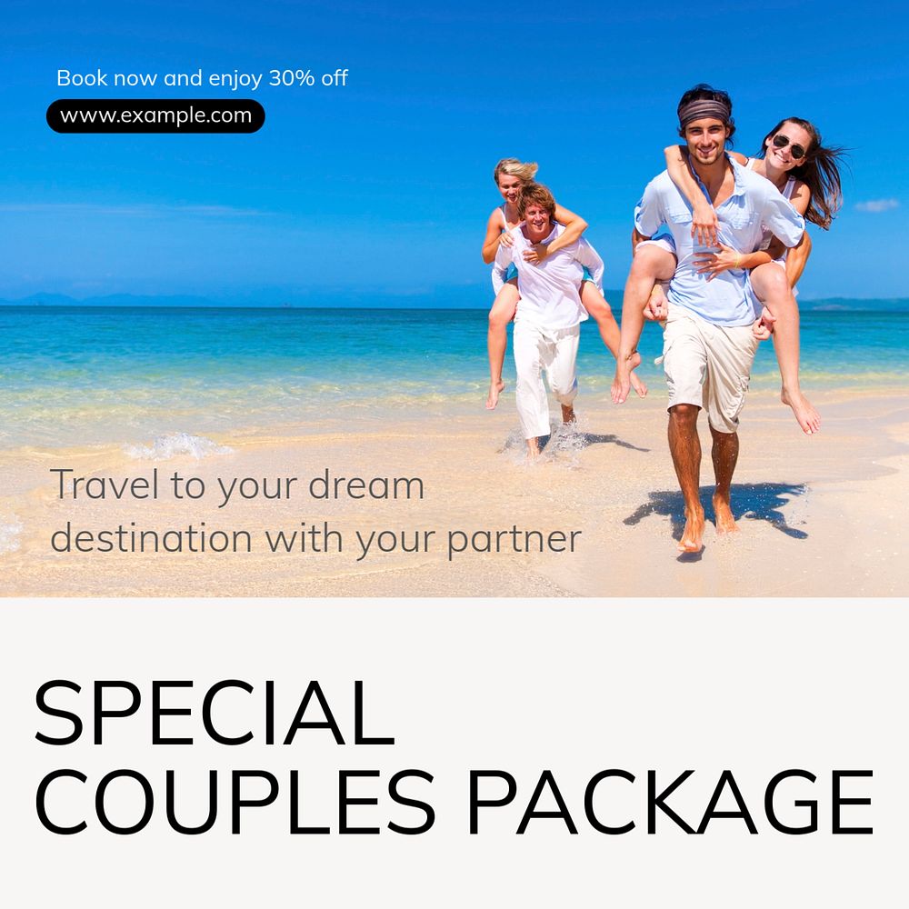 Special couples package Instagram post template, editable text