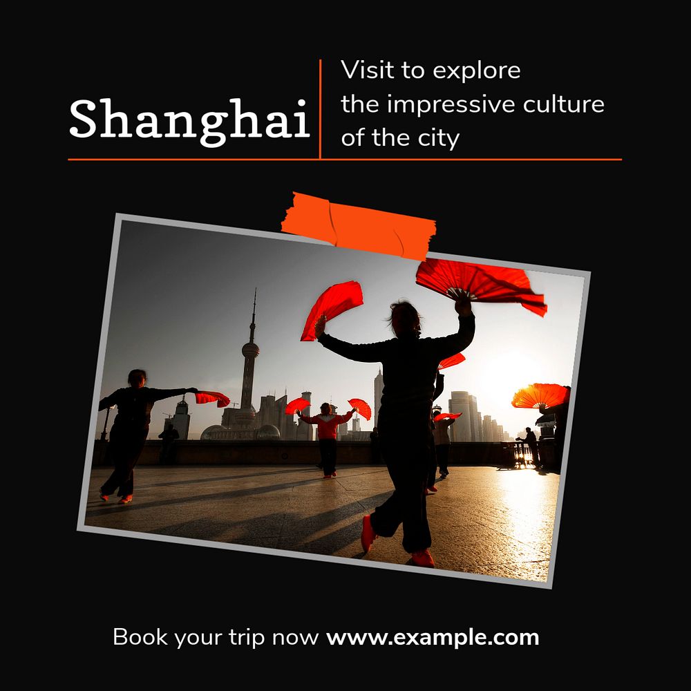 Shanghai Instagram post template, editable text