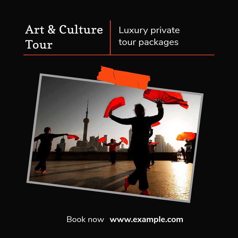 Art & culture tour Instagram post template, editable text