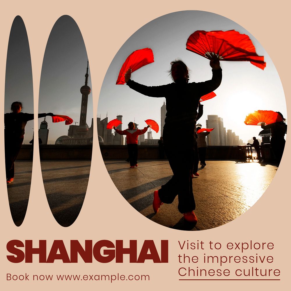 Shanghai Instagram post template, editable text