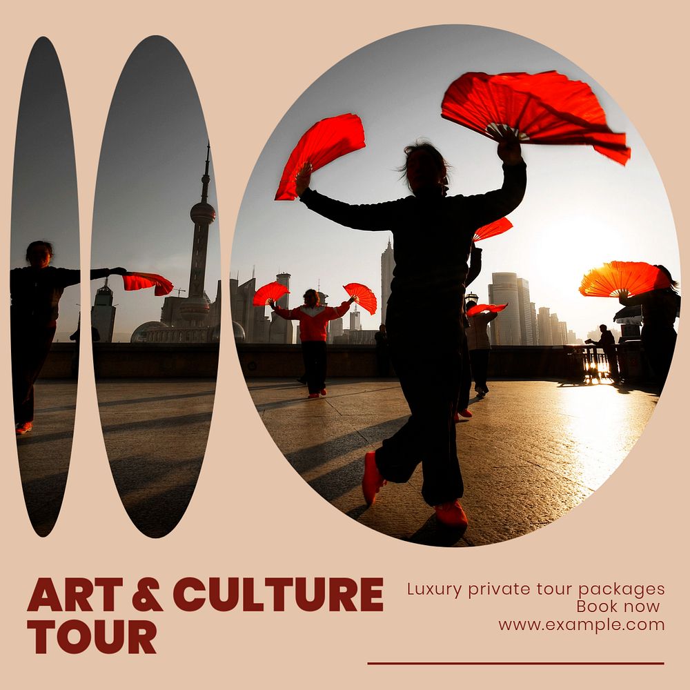 Art & culture tour Instagram post template, editable text