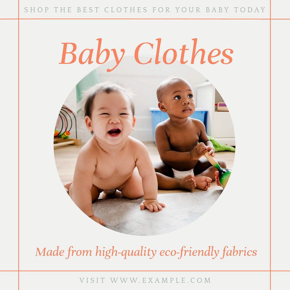 Baby clothes Instagram post template, editable text