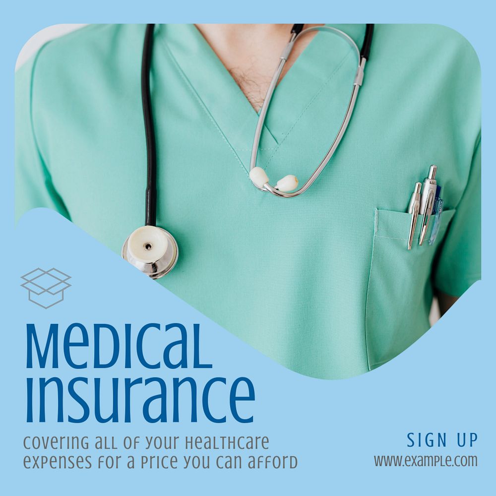 Medical insurance Instagram post template, editable text