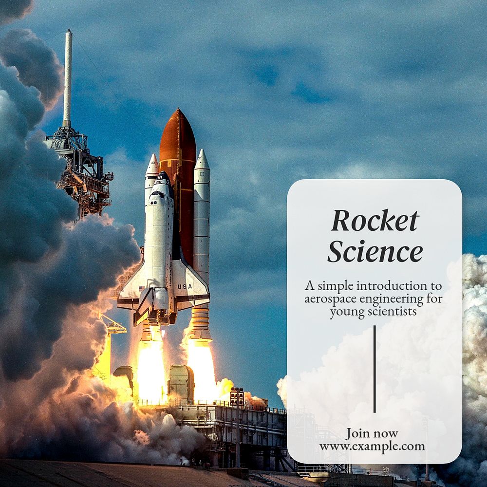 Rocket science Instagram post template, editable text