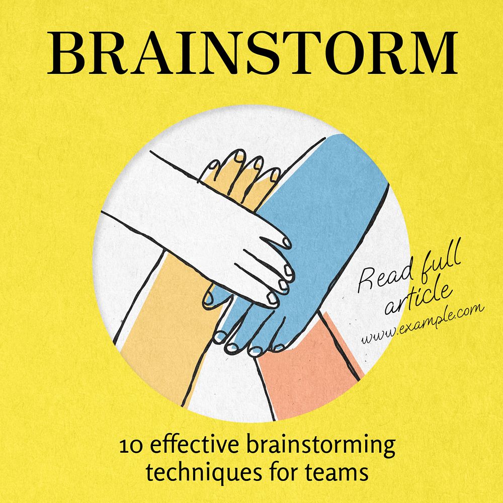 Brainstorm Instagram post template, editable text