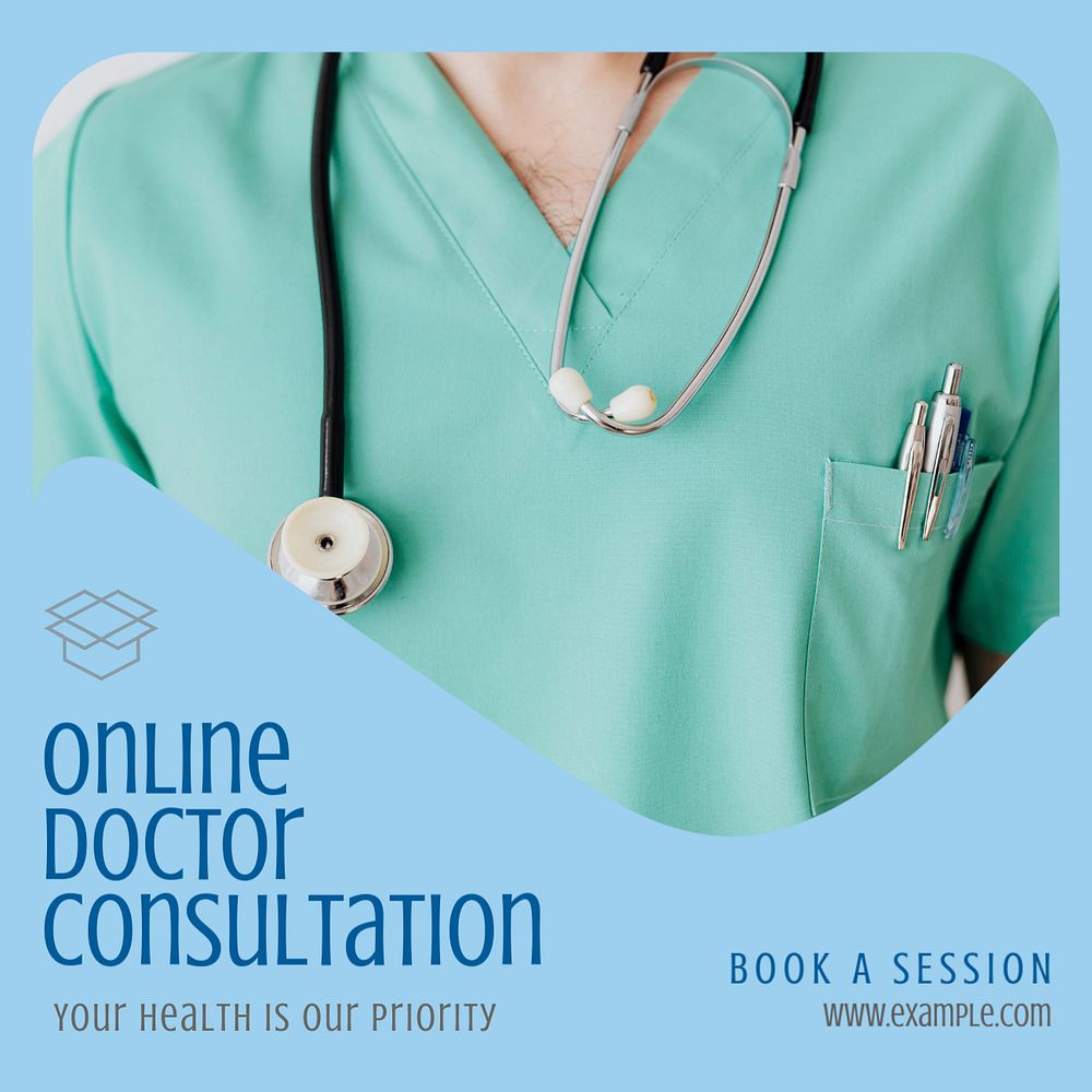 Online doctor Instagram post template, editable text