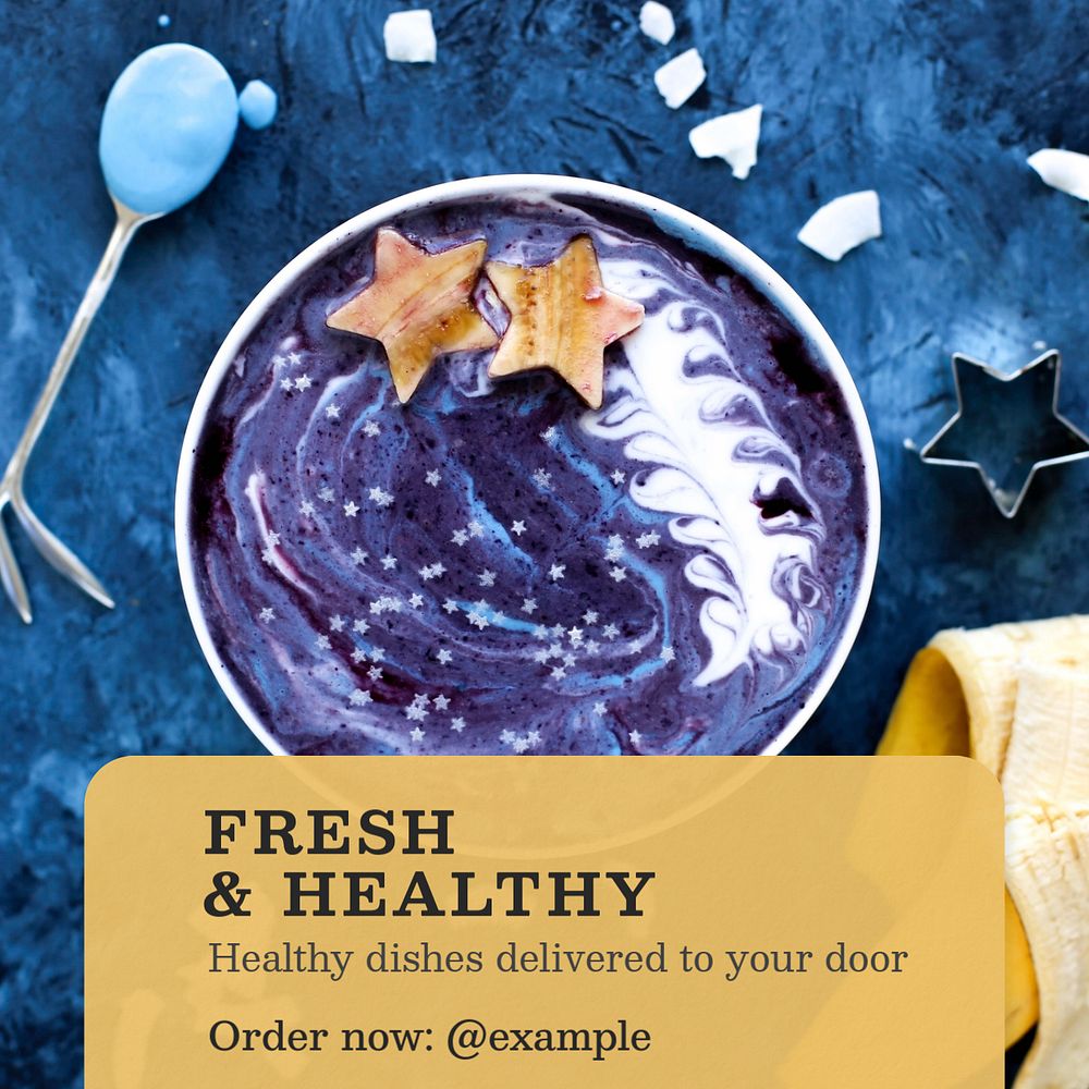 Fresh & healthy food Instagram post template, editable text