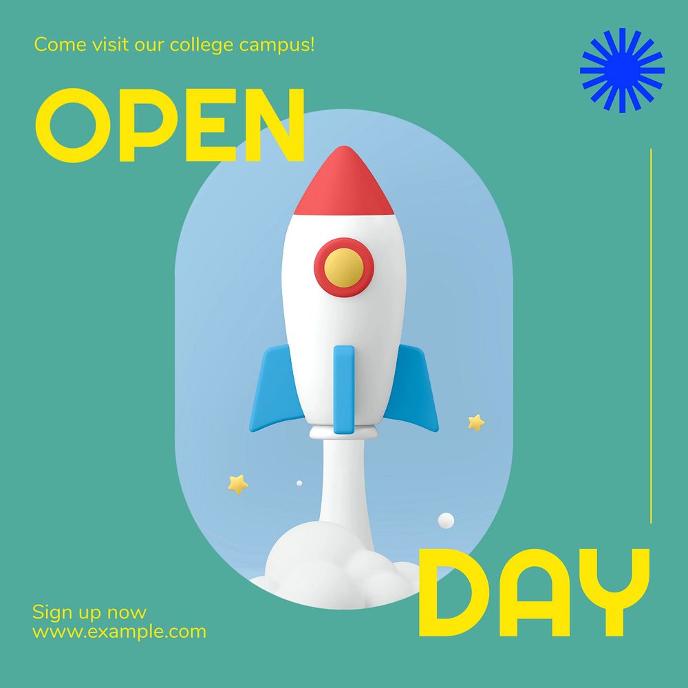 College open day Instagram post template, editable text