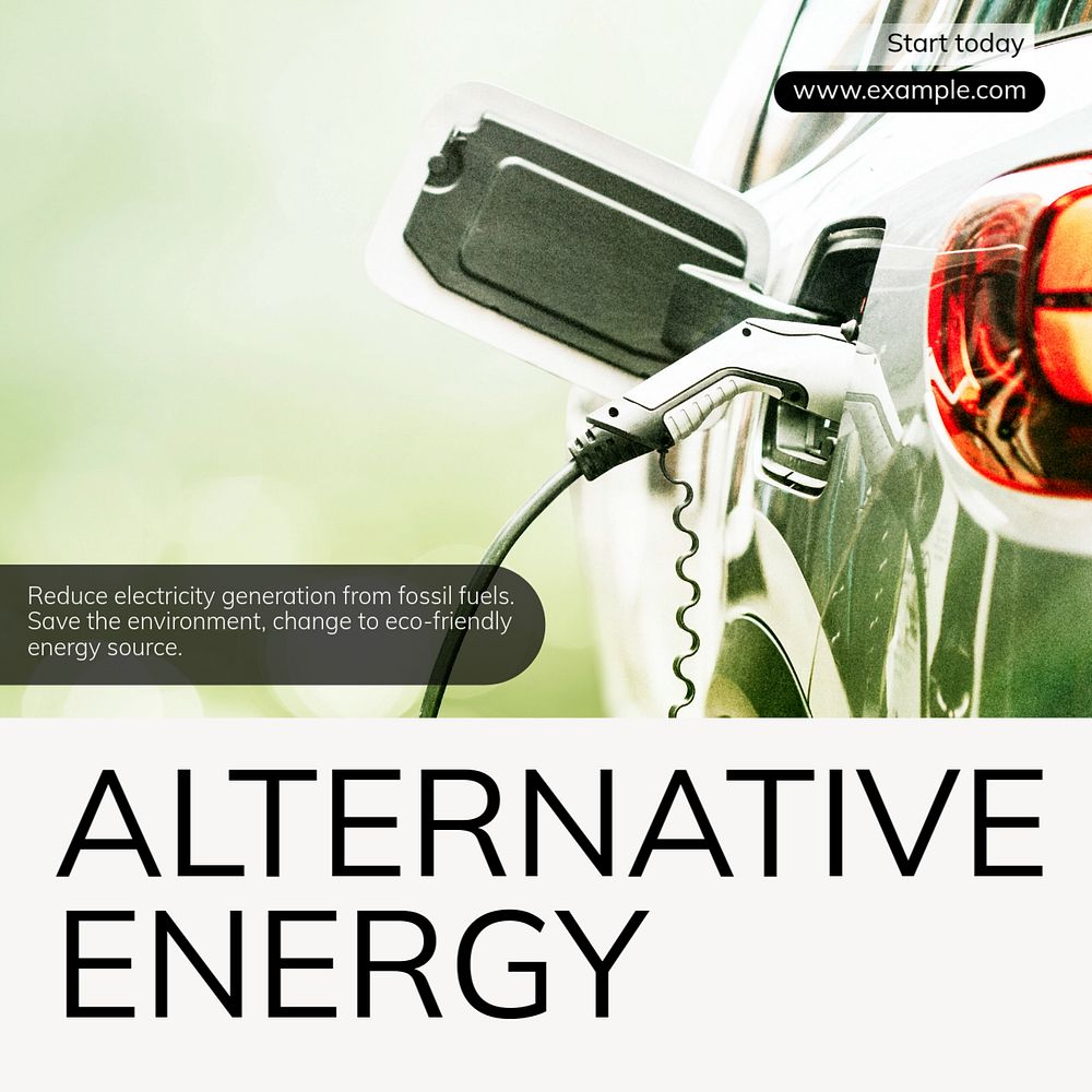 Alternative energy Instagram post template, editable text