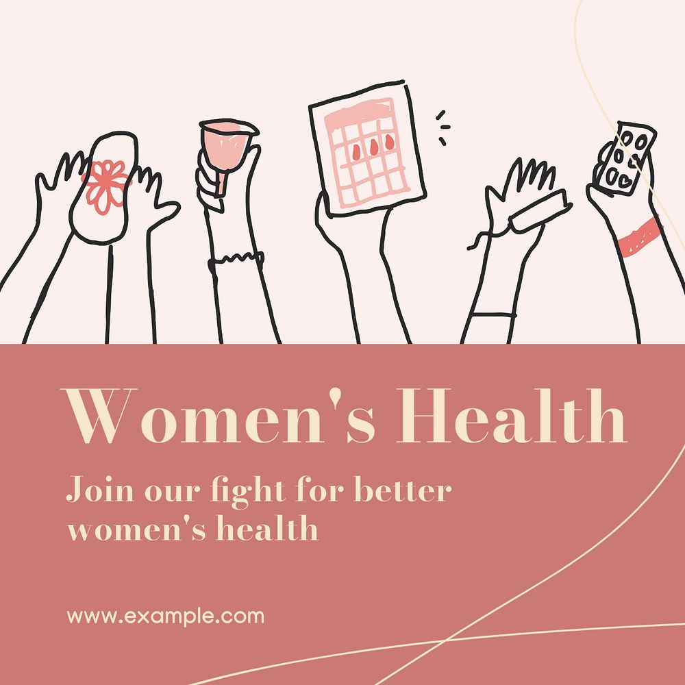 Women's health Instagram post template, editable text