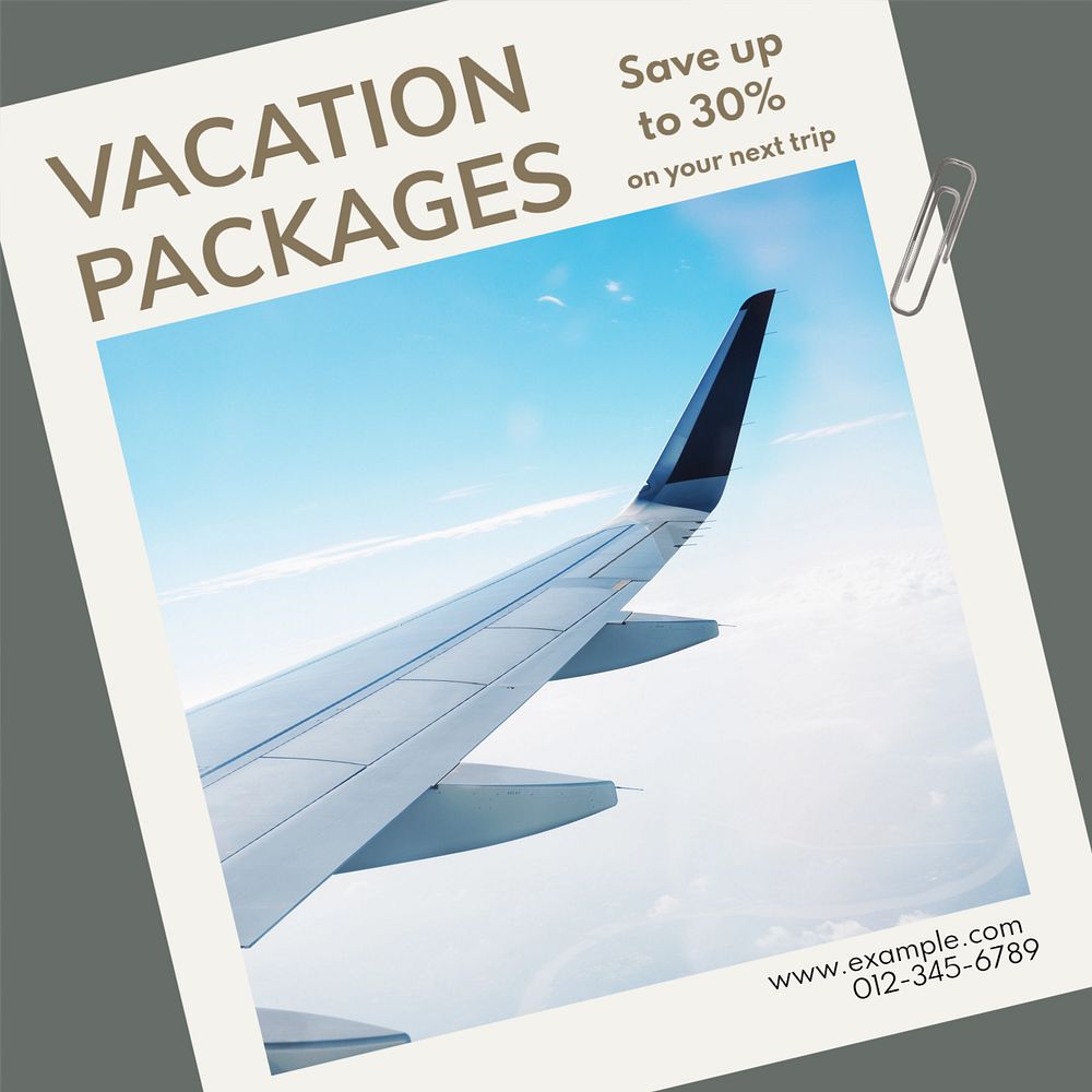 Vacation Packages Instagram post template, editable text