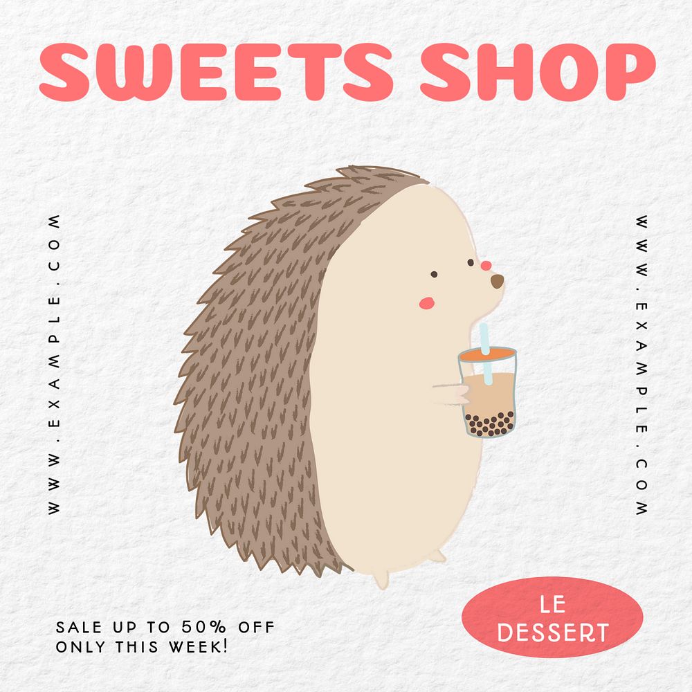 Sweet shop Instagram post template, editable text