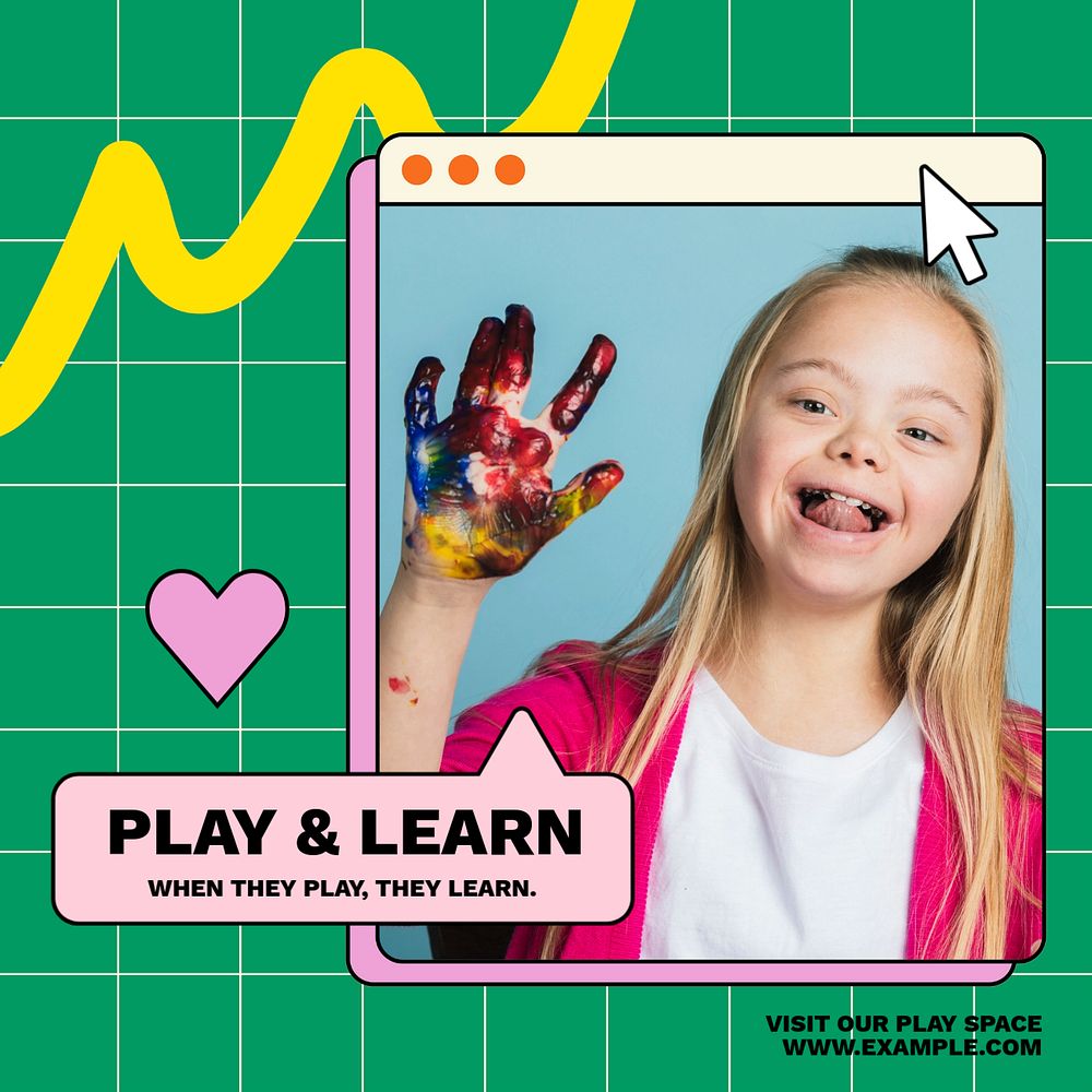 Play & learn Instagram post template, editable text