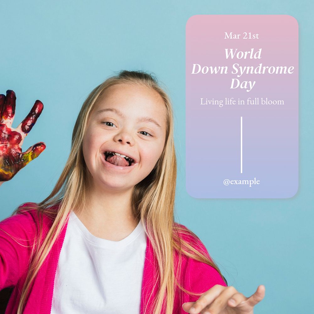 Down syndrome day Instagram post template, editable text